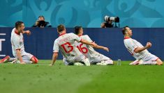 Radość reprezentacji Macedonii Północnej (fot. Getty)