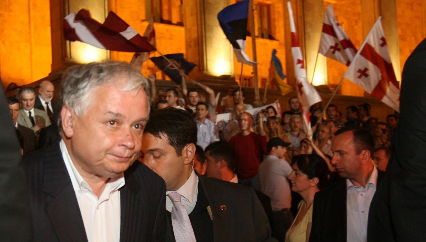 Poland's President Lech Kaczyński during the 2008 Tbilisi rally. Photo: PAP/Radek Pietruszka