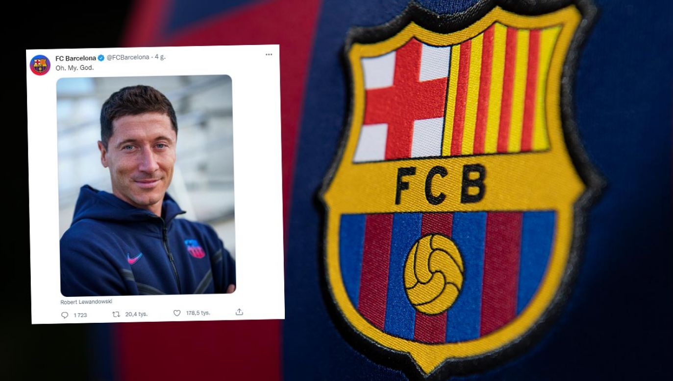 Robert Lewandowski w barwach Barcelony nagrał film dla fanów (fot. Shutterstock/ Visionhaus; Twitter/FCBarcelona)