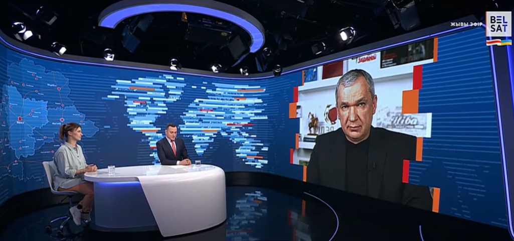 Алена Жываглод і Павел Латушка ў «Студыі Белсат». Скрыншот з відэа: БЕЛСАТ NEWS / Youtube