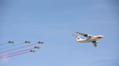 Illustrative photo. Belarusian military aircraft during a parade on Victory Day. Minsk, May 9, 2025. Photo: Belarusian Ministry of Defense
