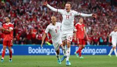 Kapitalny gol Mikkela Damsgaarda (fot. Getty)