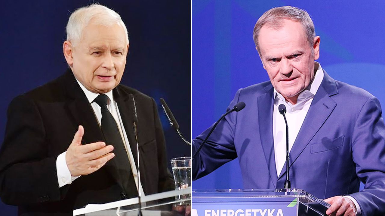 Liderzy PiS i PO, Jarosław Kaczyński i Donald Tusk (fot. TT/@pisorgpl; PAP/Paweł Supernak)