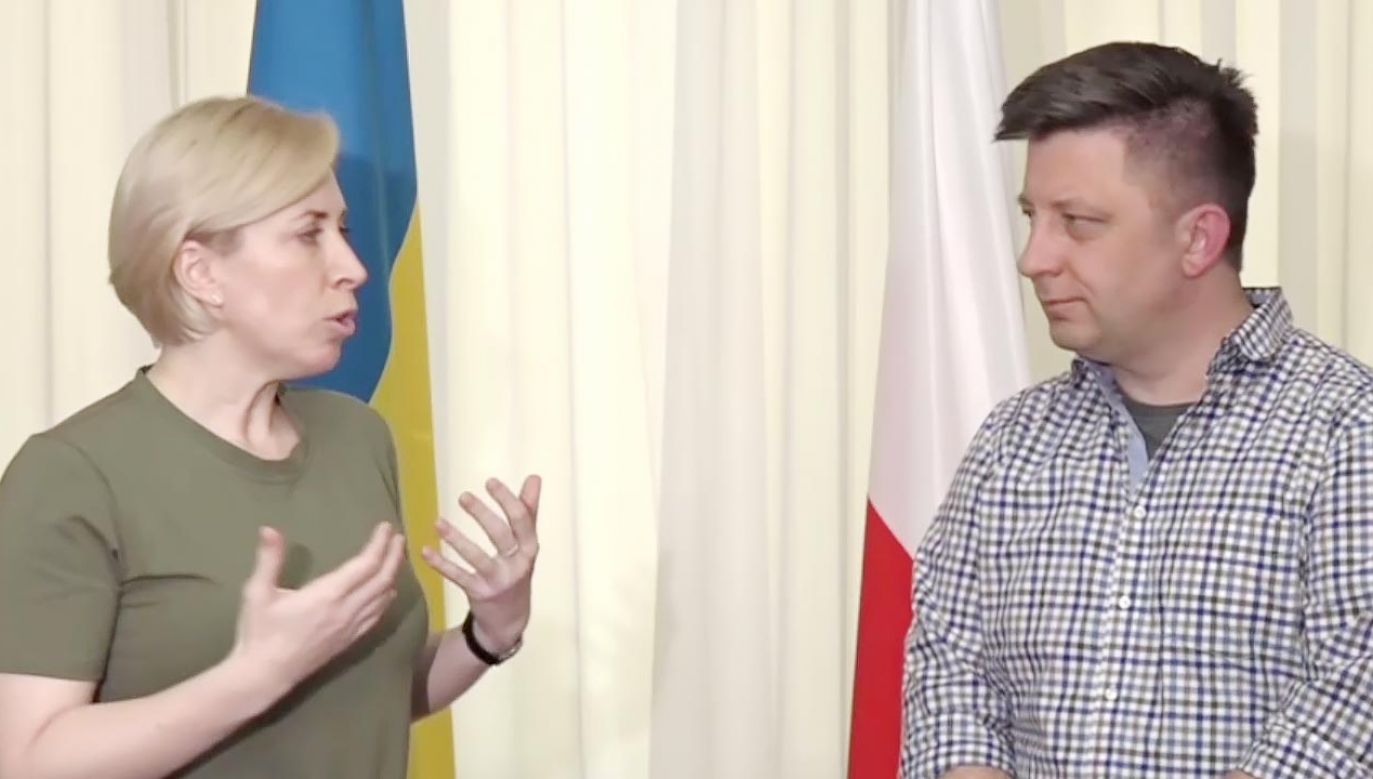 Wicepremier Ukrainy Iryna Wereszczuk i szef KPRM Michał Dworczyk (fot. TVP Info)