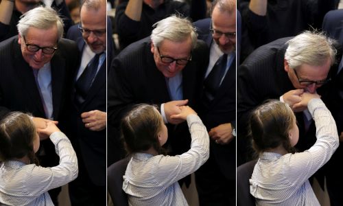 Z przewodniczącym Komisji Europejskiej Jeanem-Claudem Junckerem. Fot. REUTERS/Yves Herman