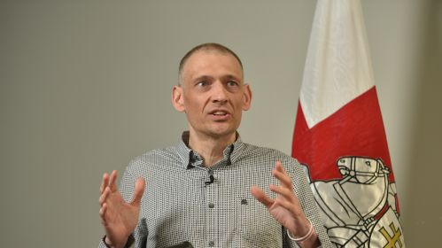 Сяргей Ціханоўскі падчас прэс-канферэнцыі 22 чэрвеня 2025 г. Фота: Белсат