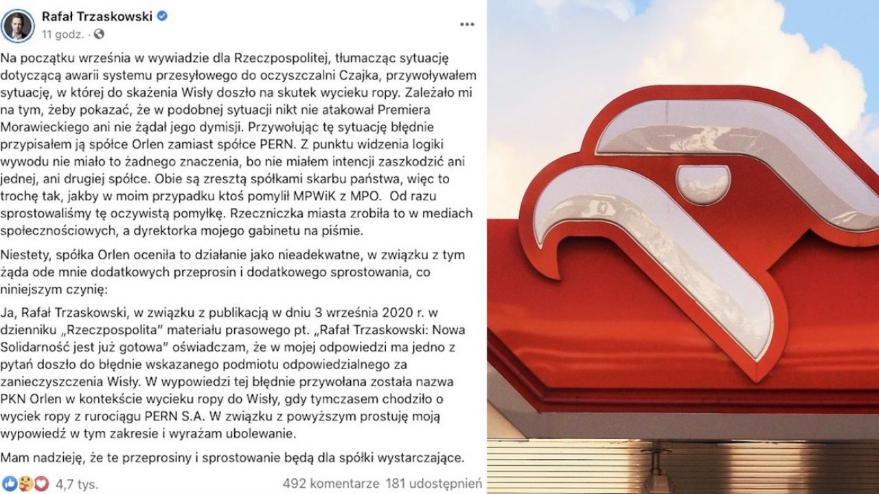 Rafał Trzaskowski powiedział, że „doszło do wycieku szkodliwych substancji z Orlenu i nikt nie robił z tego wielkiego problemu” (fot. FB, Shutterstock) Rafał Trzaskowski powiedział, że „doszło do wycieku szkodliwych substancji z Orlenu i nikt nie robił z tego wielkiego problemu” (fot. FB, Shutterstock)