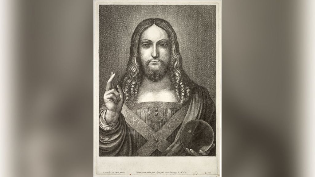 "Leonardo da Vinci namalował to... kopia z oryginału", głosi napis wykonany pod ryciną wykonaną przez Wacława Hollara (fot. wikimedia/ domena publiczna)