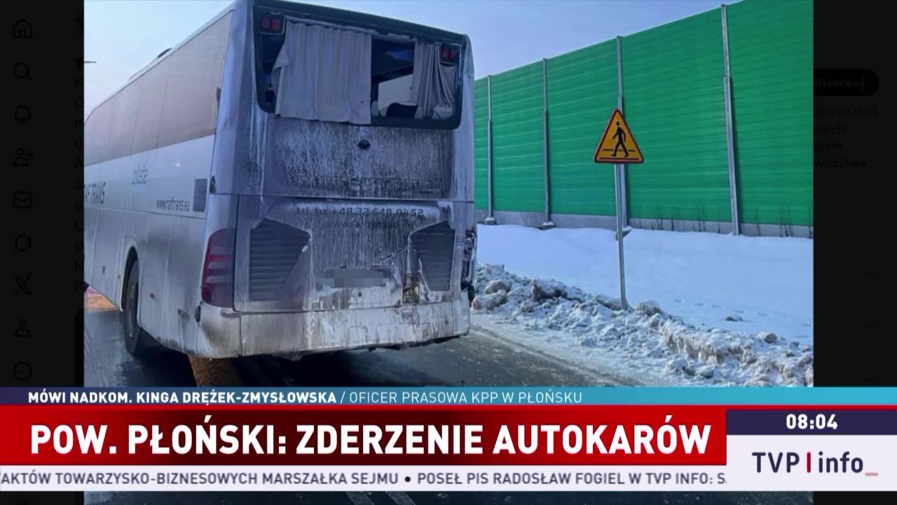 Zderzenie autokarów nieopodal Płońska. Rannych 11 osób