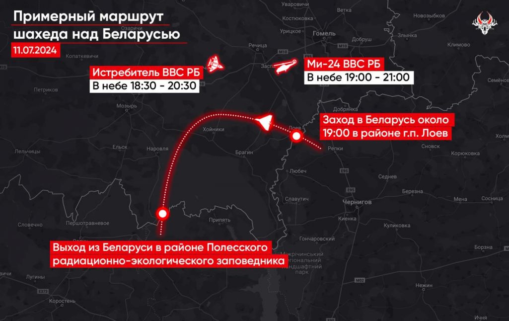 Мапа, якую склала маніторынгавая група «Беларускі Гаюн». (Фота: Hajun_BY / Telegram)
