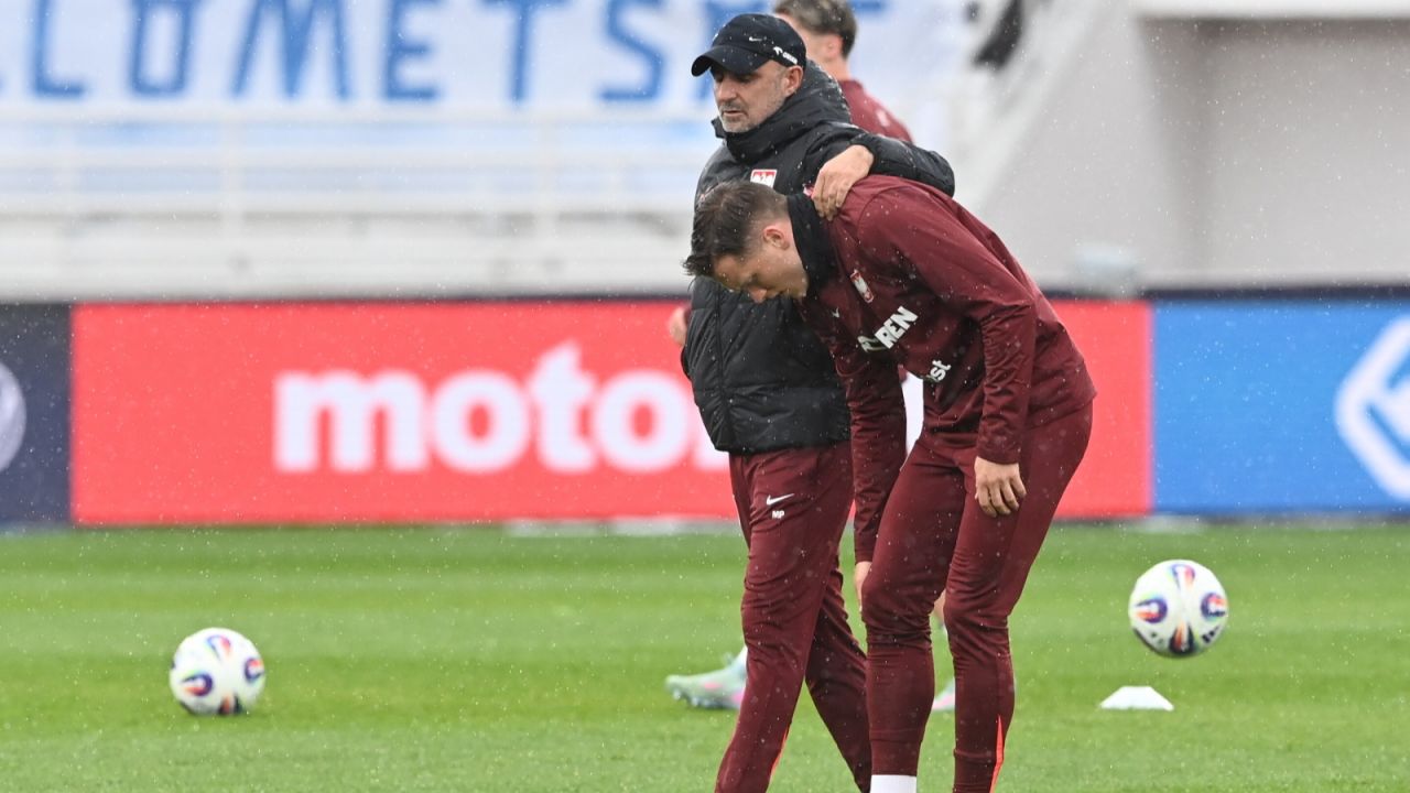 Michał Probierz i Piotr Zieliński (fot. PAP/Piotr Nowak)