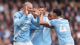 Erling Haaland strzelił dwa gole w meczu z Evertonem (fot. Getty Images)