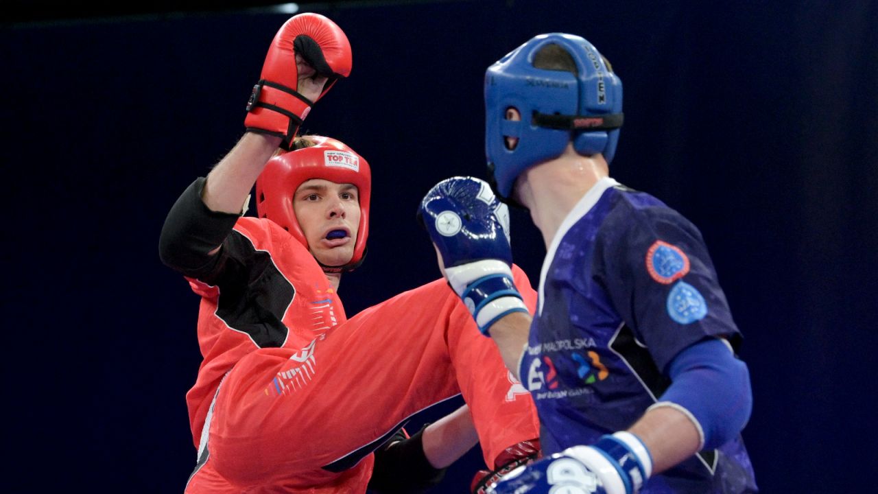Walka kickbokserów podczas Igrzysk Europejskich 2023 (fot. PAP/