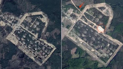 Вайсковая частка пад Асіповічамі. Скрыншоты Google Earth і Planet Labs PBC