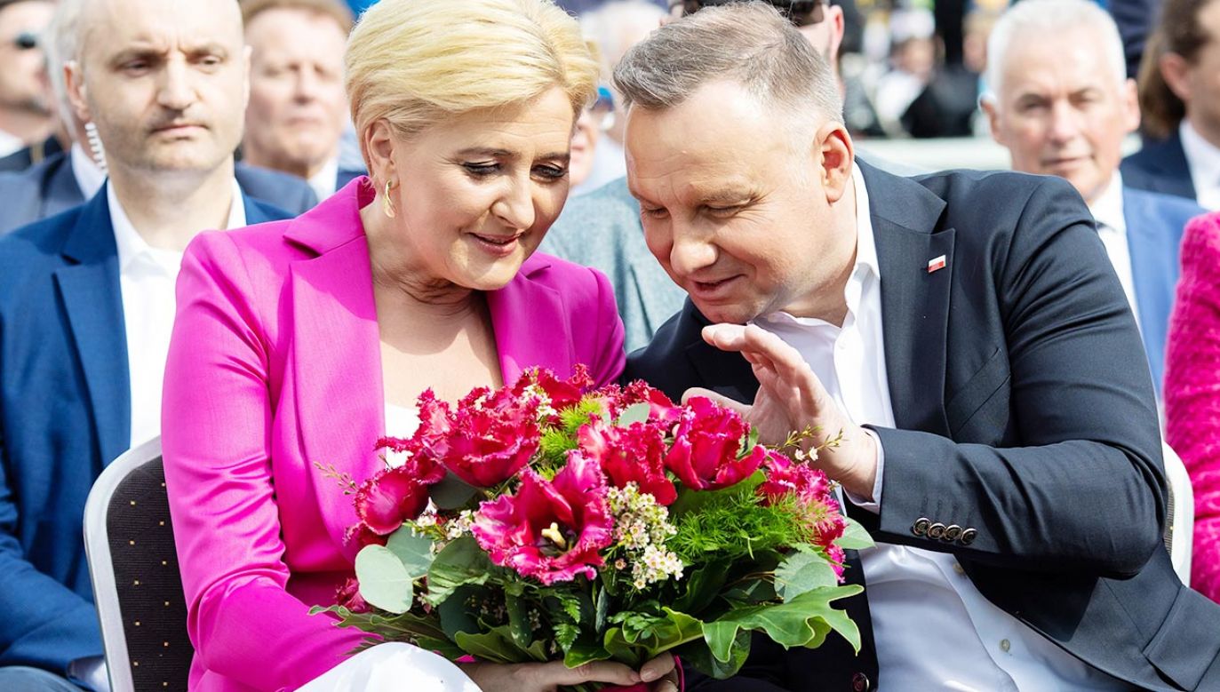 Pierwsza Dama Agata-Kornhauser Duda i prezydent Andrzej Duda (fot. TVP Info)