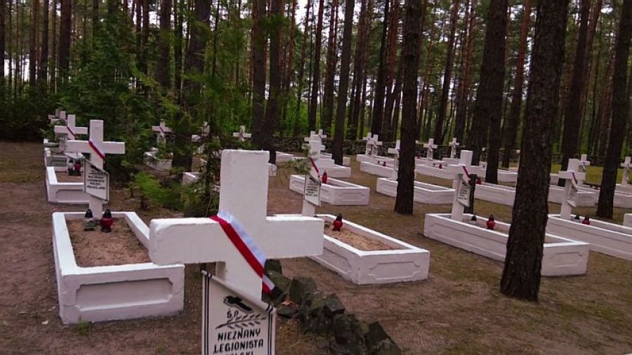 Wolontariusze z Polski porządkują cmenatrz legionistów na Wołyniu