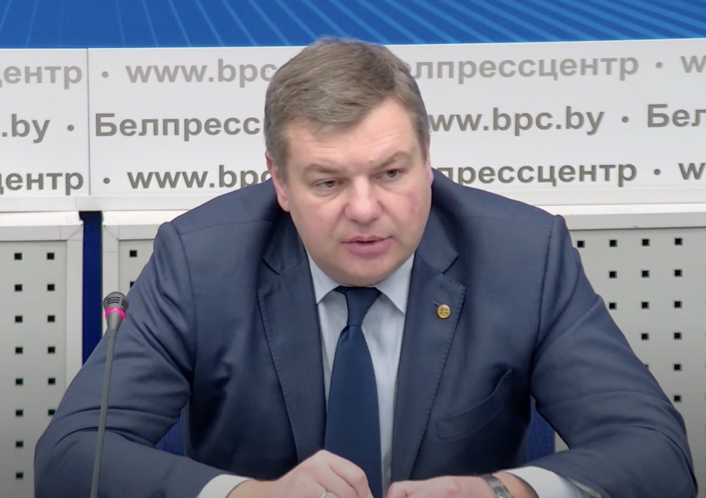 Міхаіл Касько, кіраўнік «Беллеспаперапраму». Скрыншот відэа belpresscenter. Крыніца: Yuotube / belpresscenter