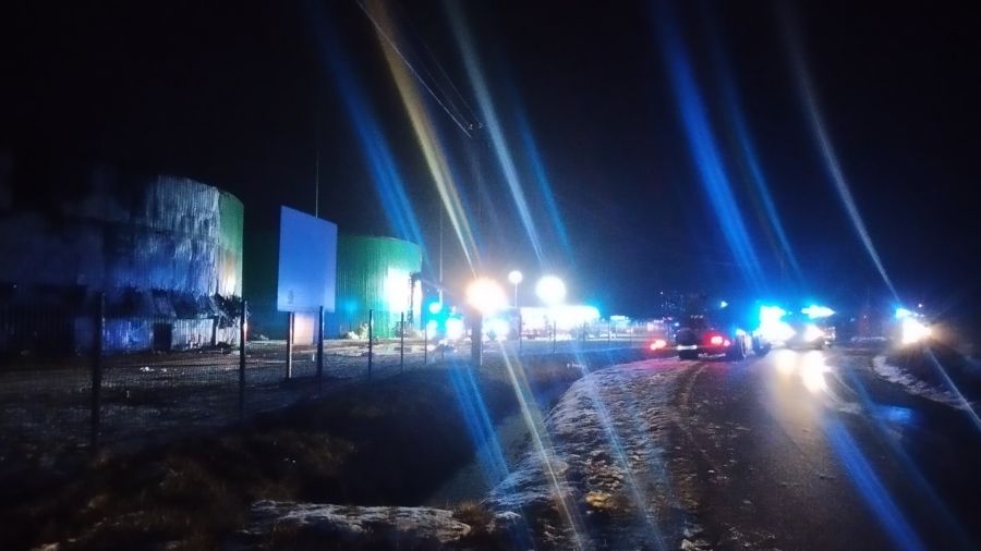 Duszna Górka - pożar biogazowni – akcja gaśnicza (fot. Paula Borowska)