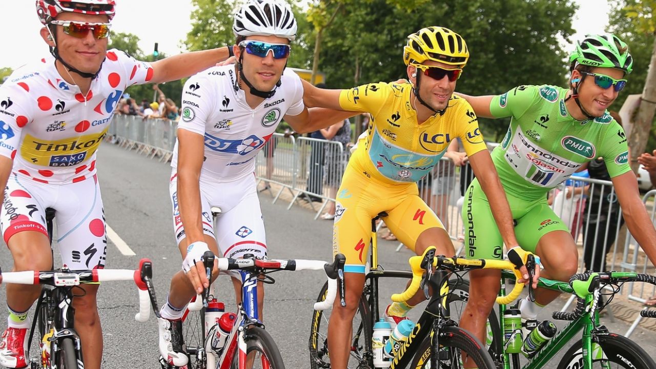 Od lewej: Rafal Majka, Thibaut Pinot, Vincenzo Nibali, Peter Sagan (fot. Getty Images)