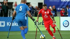 Bartosz Łastowski w meczu Polska – Izrael na mistrzostwach Europy w amp futbolu (fot. PAP/Łukasz Gągulski)
