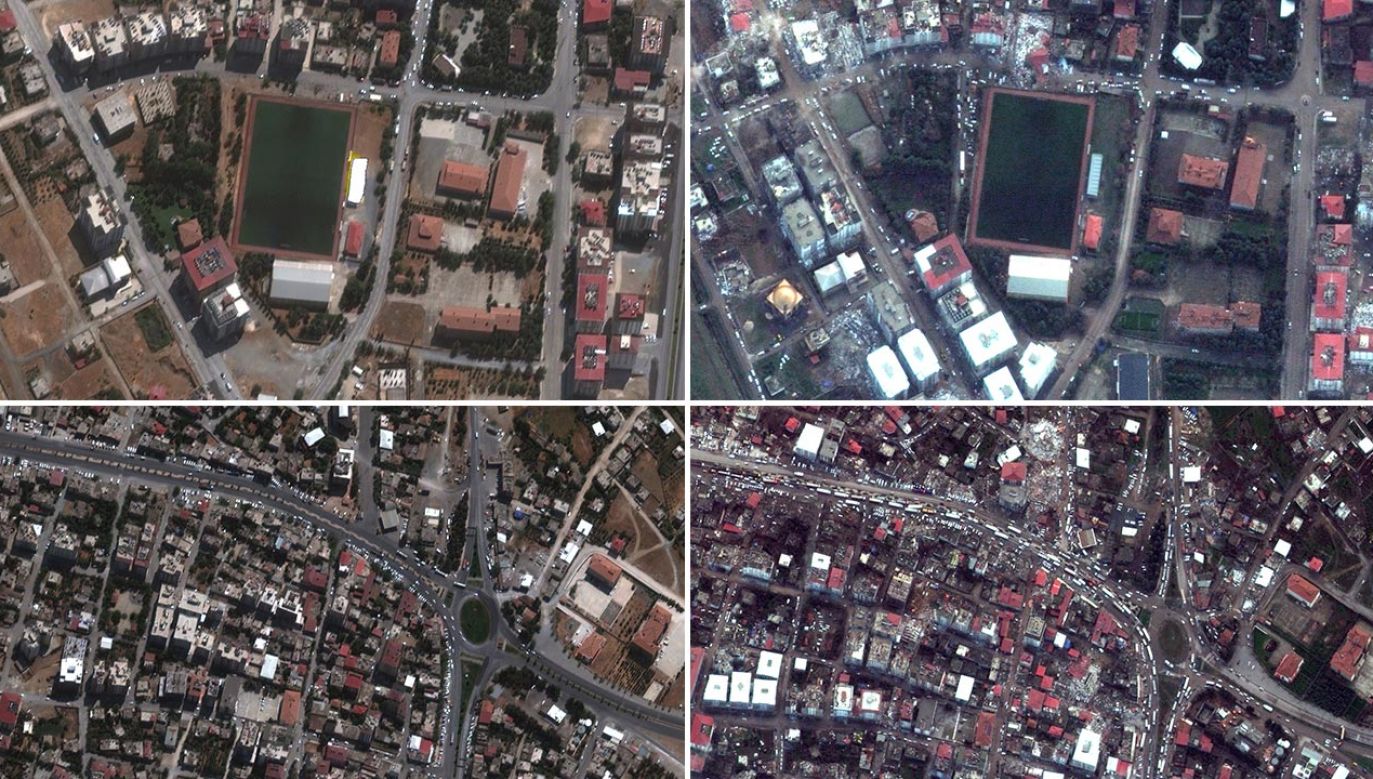 Zdjęcia satelitarne po trzęsieniu ziemi w Turcji (fot. MAXAR/Getty Images)