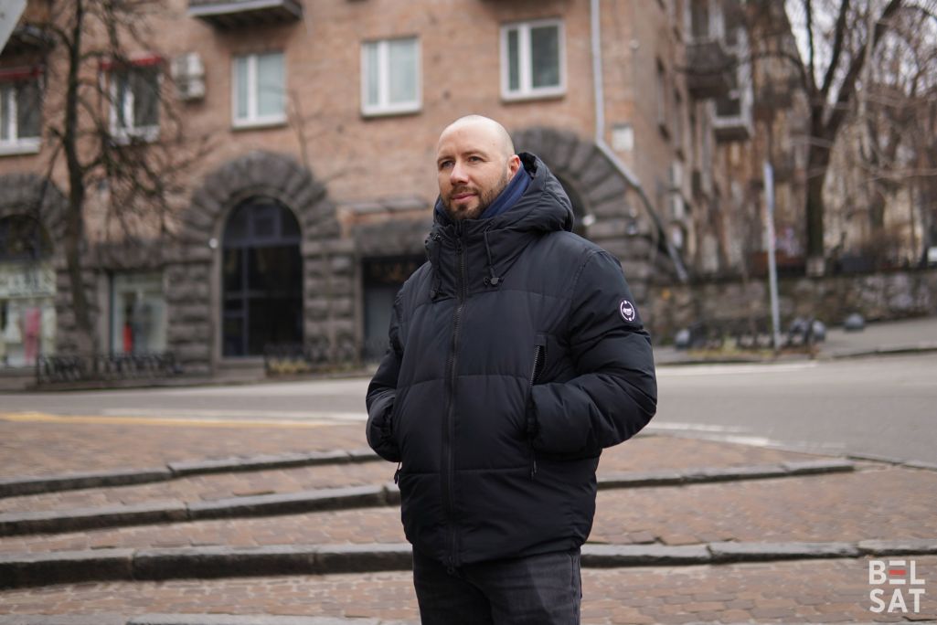 Аляксандр Апейкін, беларускі гандбаліст і выканаўчы дырэктар Беларускага фонду спартыўнай салідарнасці. Кіеў, Украіна. 25 лютага 2023 года. (Фота: Белсат)