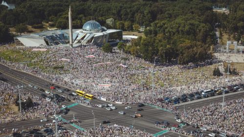 Удзельнікі маршу 16 жніўня 2020 года. Менск, Беларусь. Фота: Белсат
