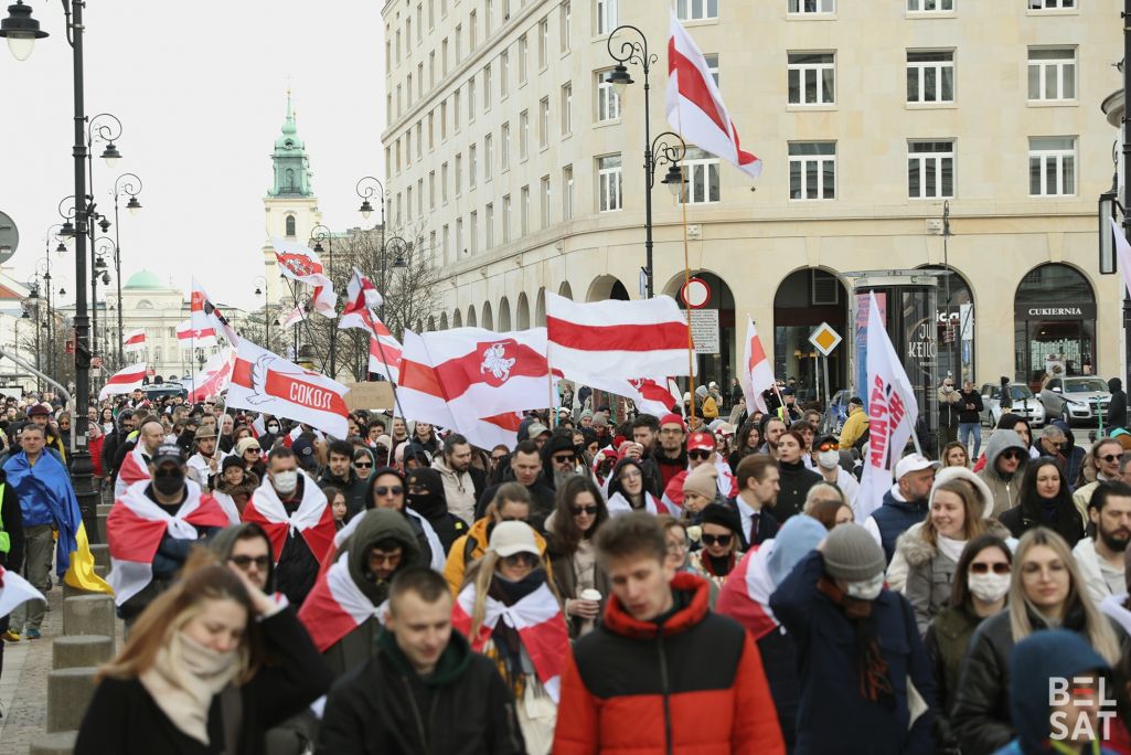 Святкаванне Дня Волі ў Варшаве, Польшча. 24 сакавіка 2024 года. Фота: Аліса Ганчар / Белсат