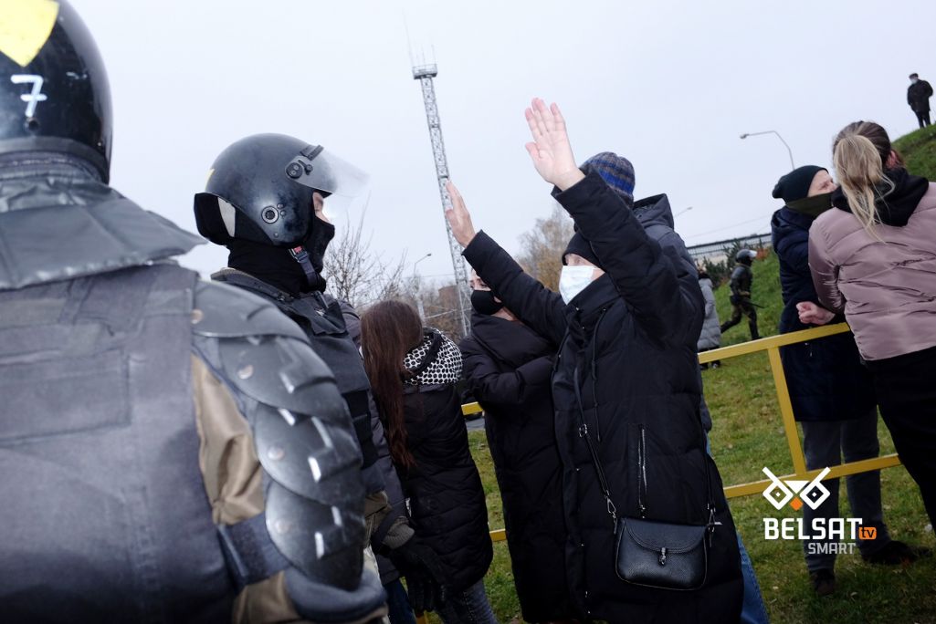 Здымак мае ілюстрацыйны характар. Марш памяці Рамана Бандарэнкі. Пратэстоўцы ў раёне станцыі метро «Пушкінская». (Фота: ЛП / Белсат)