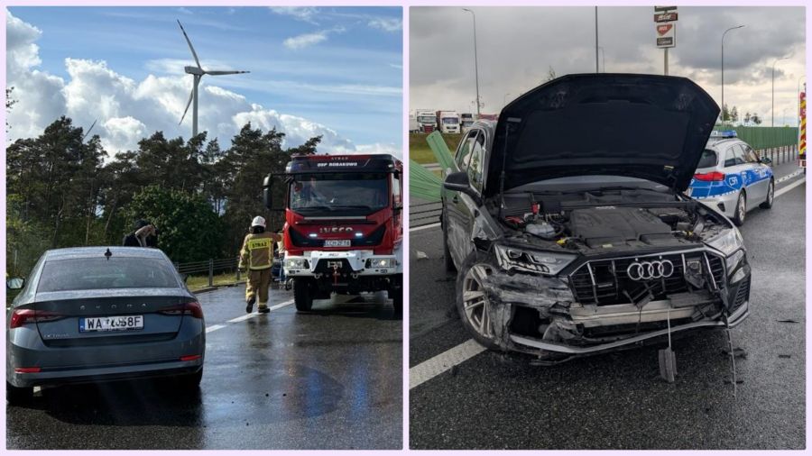 Wypadki na  autostradzie A! niedaleko Stolna oraz Lisewa (fot. KP PSP w Chełmnie)