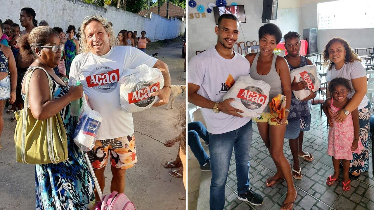 Mieszkańcy faweli w Rio de Janeiro otrzymują pomoc żywieniową z powodu koronawirusa w Brazylii (fot. Facebook/Ação da Cidadania)