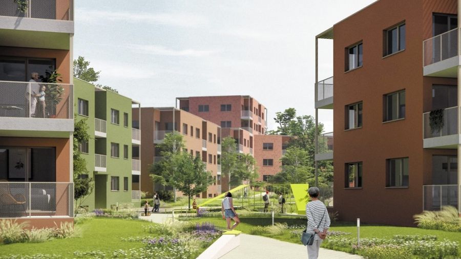 Wizualizacja budynków przy ul. Pszczyńskiej/Kujawskiej (pracownia Major Architekci Marcin Major z Wrocławia)