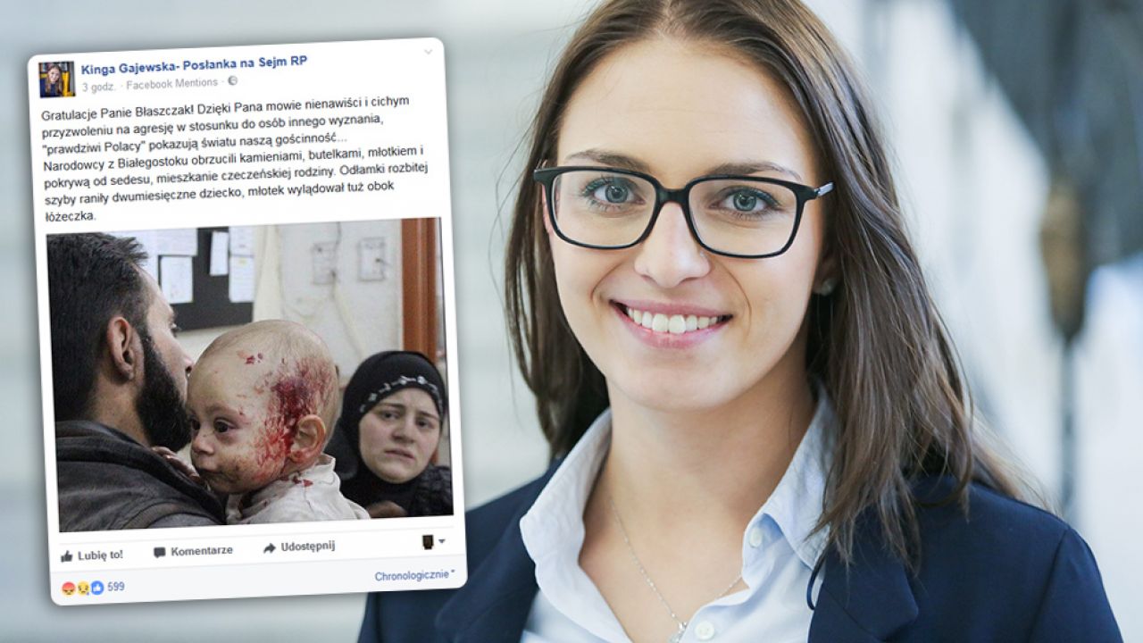 Kinga Gajewska stworzyła fake newsa, w którym oskarża Mariusza Błaszczaka (fot. arch.PAP/Leszek Szymański/fb/Kinga Gajewska- Posłanka na Sejm RP) Kinga Gajewska stworzyła fake newsa, w którym oskarża Mariusza Błaszczaka (fot. arch.PAP/Leszek Szymański/fb/Kinga Gajewska- Posłanka na Sejm RP)