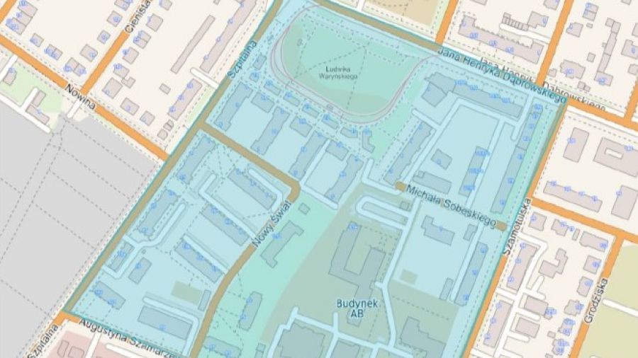 Uwaga. Wyznaczono strefę zagrożenia (fot. Centrum Zarządzania Kryzysowego Miasta Poznania) 
