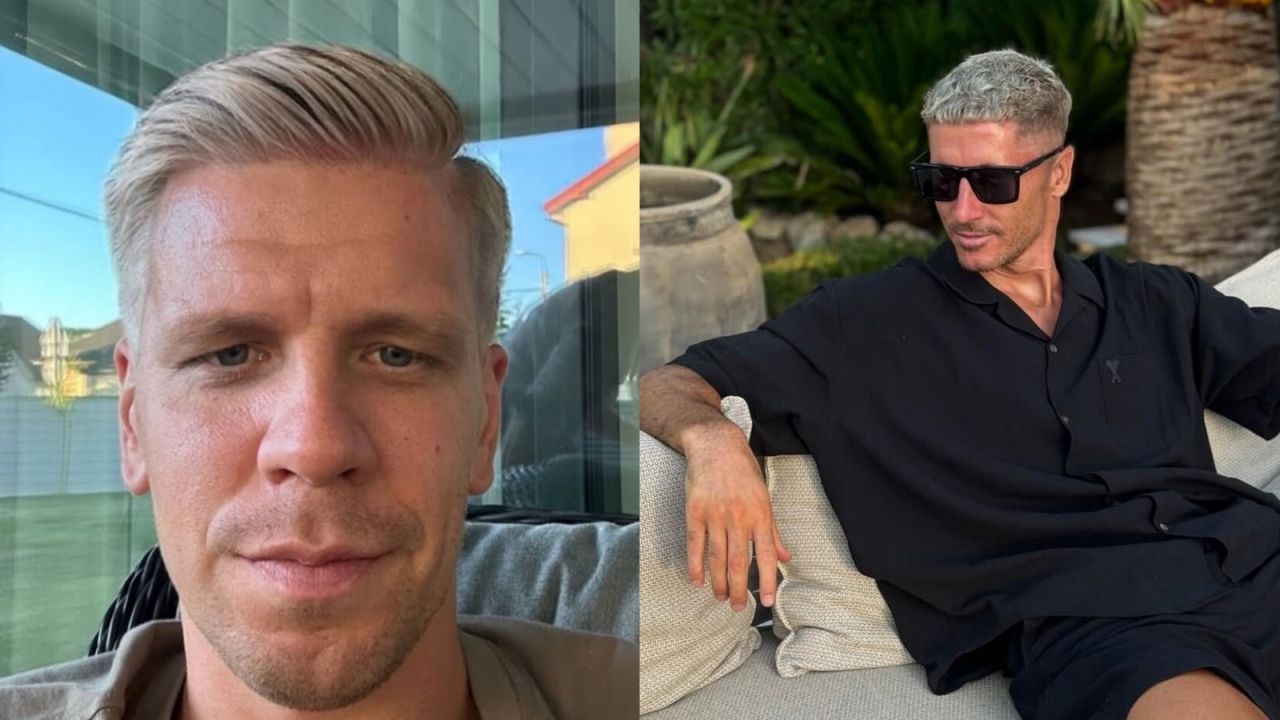 Wojciech Szczęsny i Robert Lewandowski zmienili fryzury przed sezonem (fot. Instagram Lewandowskiego i Szczęsnego).