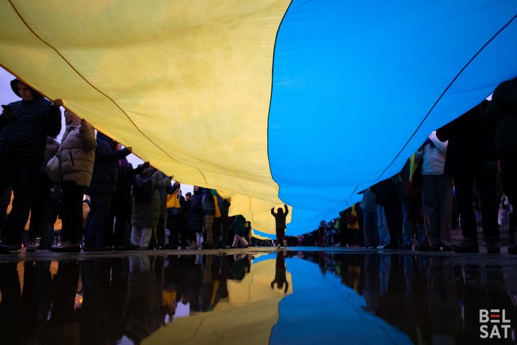 Мітынг еднасці з Украінай прайшоў у Вільні, Літва. 24 лютага 2024 года. (Фота: Белсат)